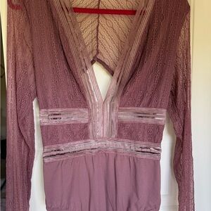 Lulu's Mauve V-Neck Blouse